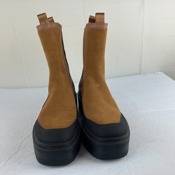 NEW Sam Edelman Womens Sz 8.5 Lulia Brown Suede Chelsea Chunky Heel Platform - Picture 5 of 12